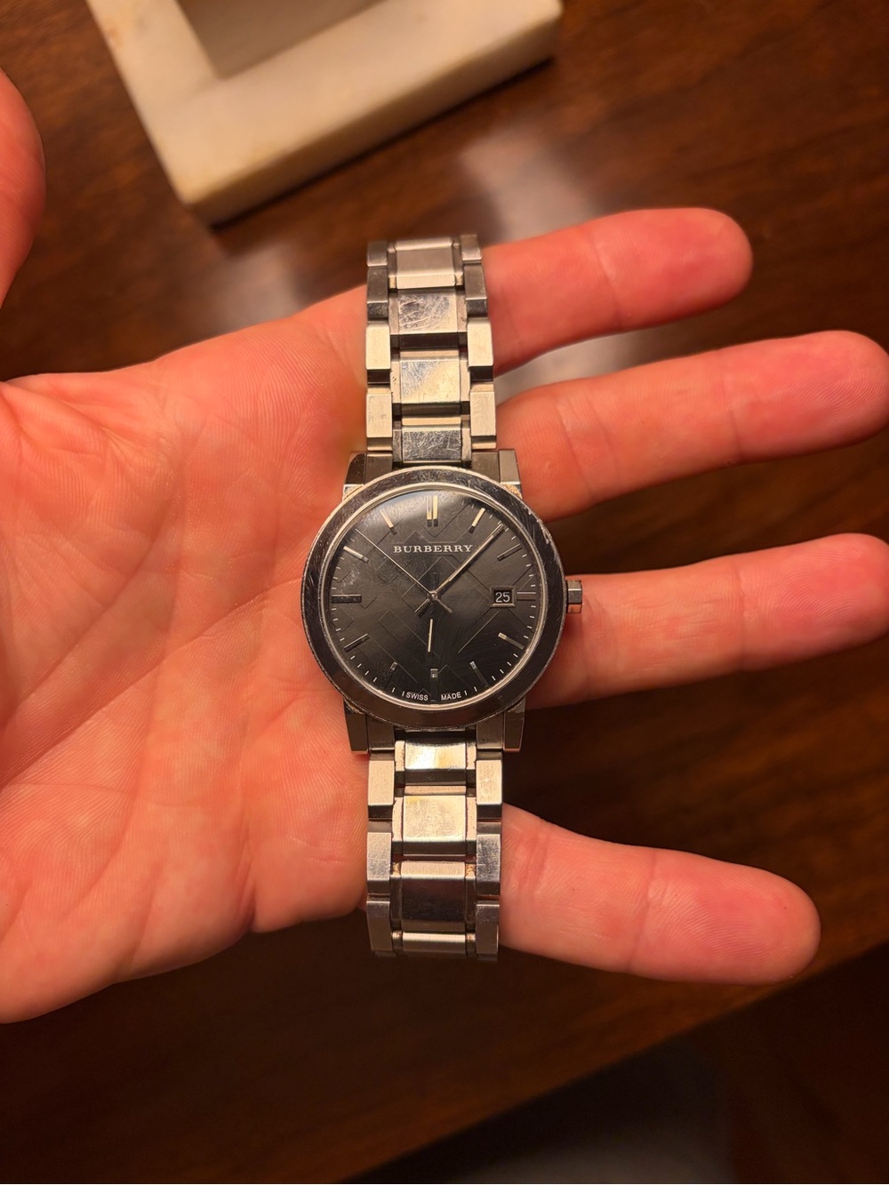 Burberry Silver Bracelet Watch with Black Dial